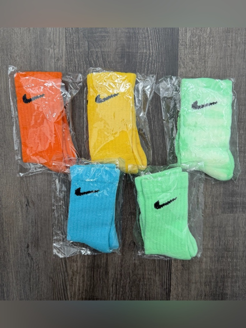 Nike Bright Multicolor Crew Socks - Orange, Yellow, Blue, Mint